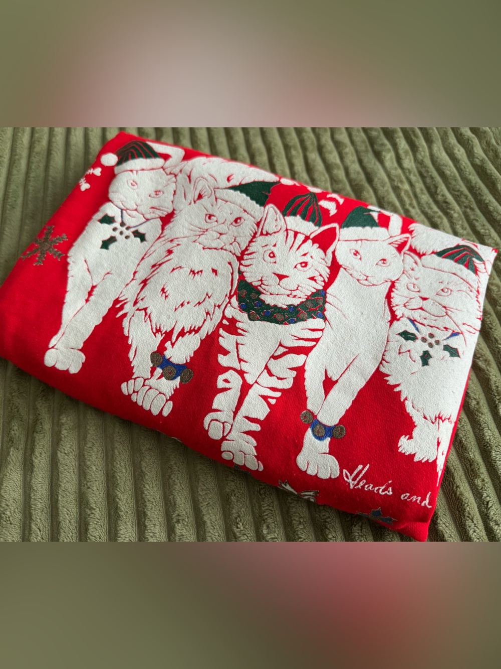 Vintage Red Christmas Holiday Cat Sweater